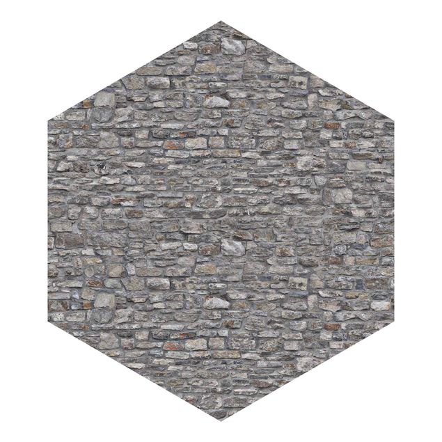 Self-adhesive hexagonal wall mural - Natural Stone Wallpaper Old Stone Wall
