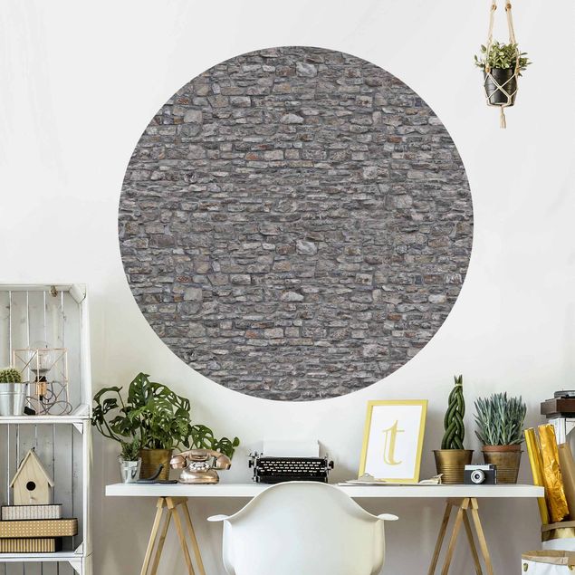 Self-adhesive round wallpaper - Natural Stone Wallpaper Old Stone Wall