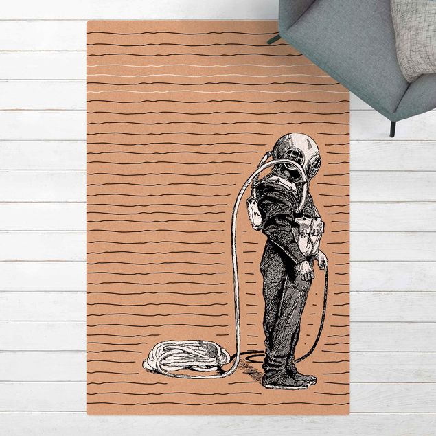 modern area rugs Nautic Vintage Diver