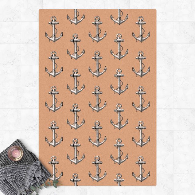 modern area rugs Nautical Pattern Vintage Anchor