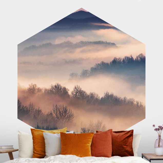 Hexagonal wallpapers Fog At Sunset