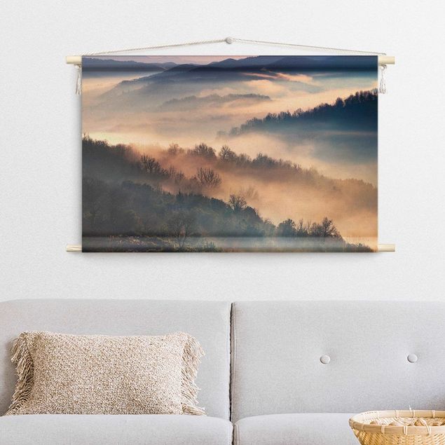 extra large wall tapestry Fog At Sunset