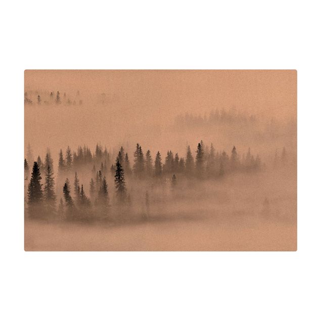 Large rugs Fog In The Fir Forest Black And White