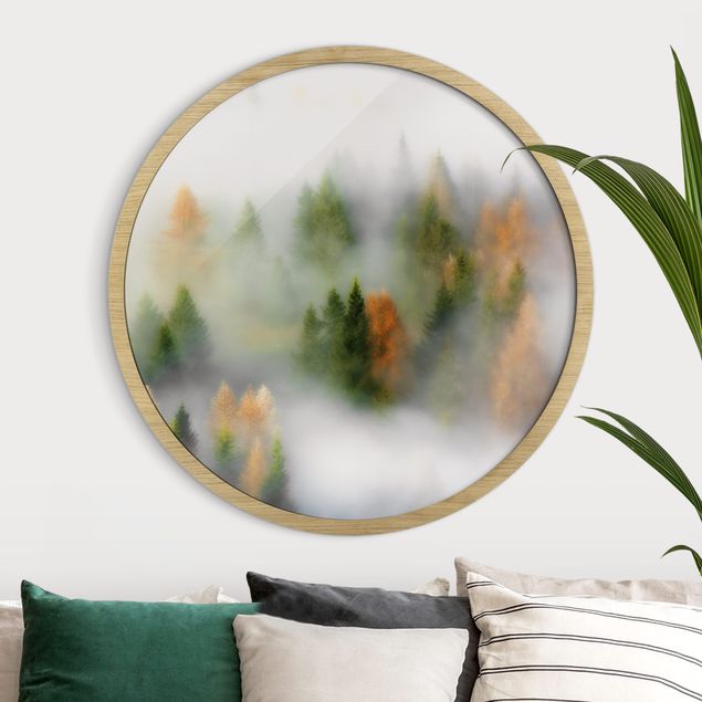 Framed prints round Foggy Forest In The Fall
