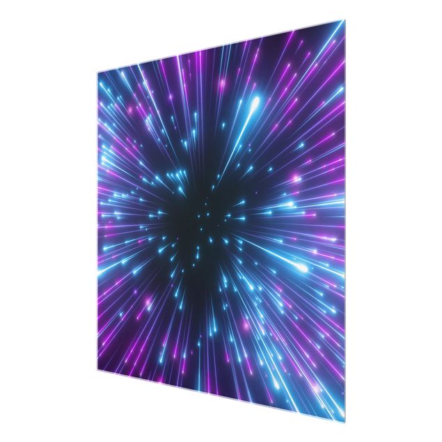 Glass print - Neon Fireworks
