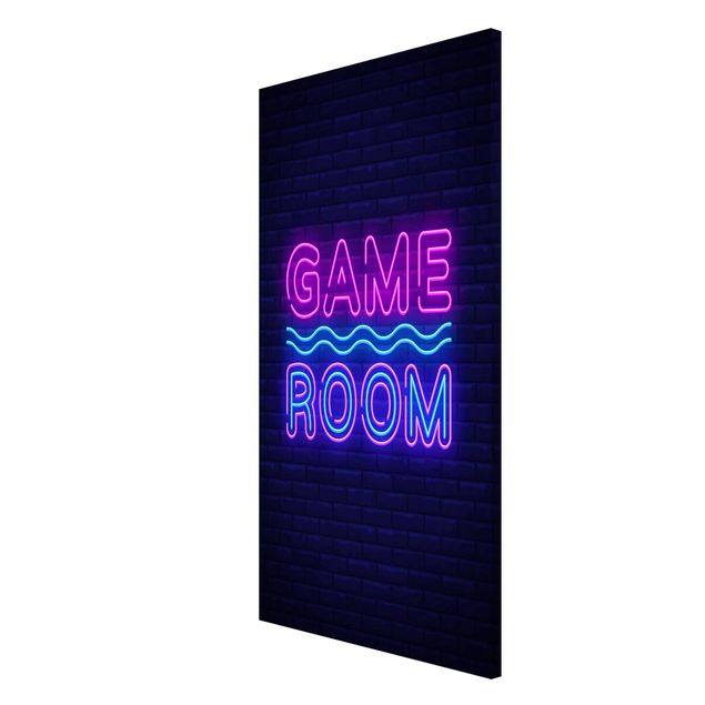 Magnetic memo board - Neon Text Game Room - Portrait format 3:4