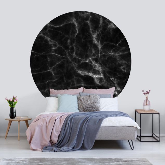 Self-adhesive round wallpaper kitchen - Nero Carrara