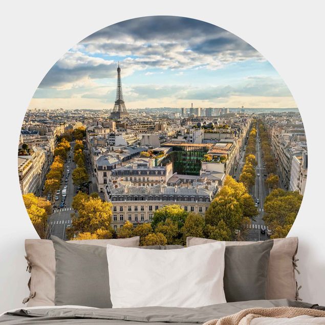 Self-adhesive round wallpaper - Nice day in Paris
