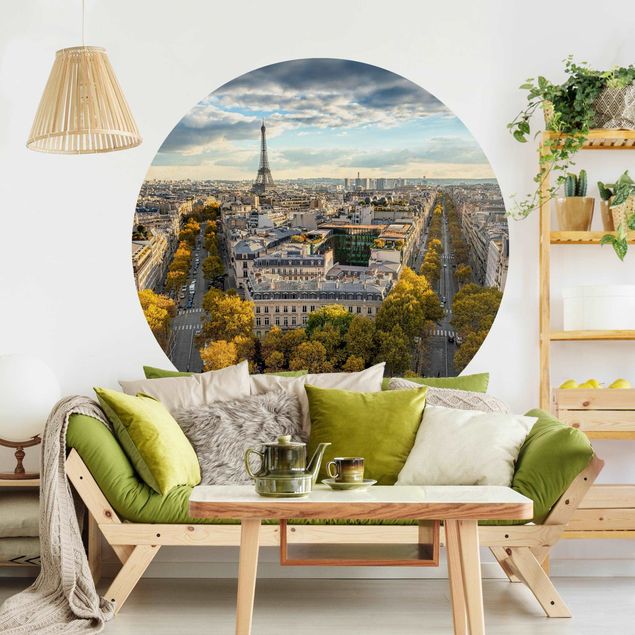 Self-adhesive round wallpaper - Nice day in Paris