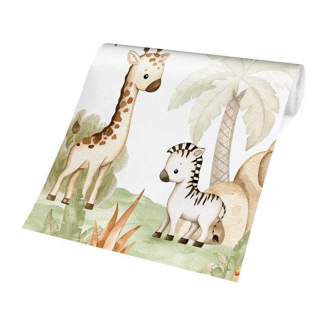 Wallpaper - Cute savannah animals at the edge of the jungle