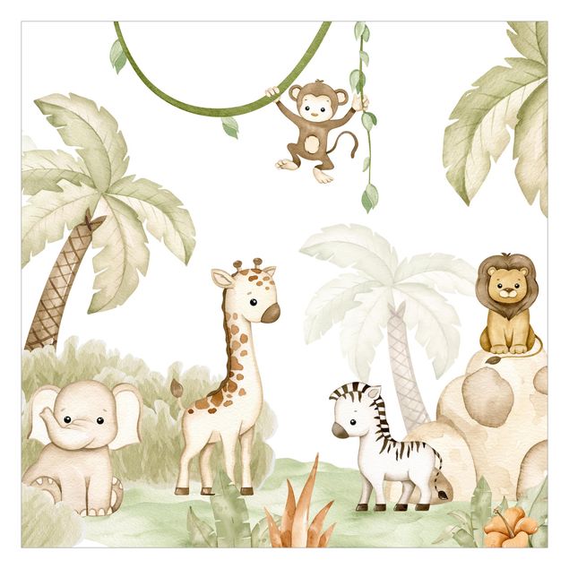 Wallpaper - Cute savannah animals at the edge of the jungle