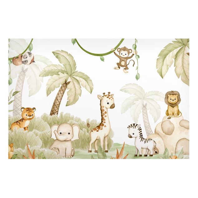 Magnetic memo board - Cute savannah animals at the edge of the jungle