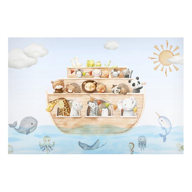 Magnetic memo board - Cute baby animals on the ark