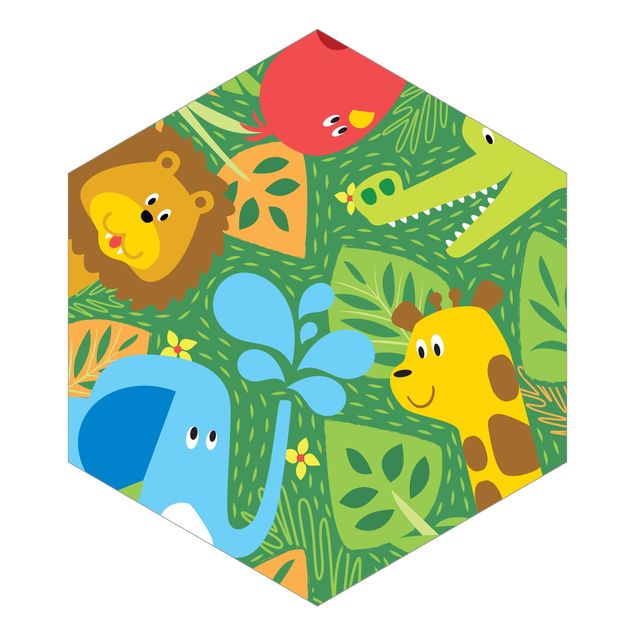 Self-adhesive hexagonal pattern wallpaper - No.BP4 Zoo Animals