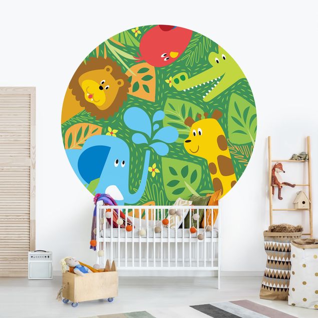 Self-adhesive round wallpaper kids - No.BP4 Zoo Animals