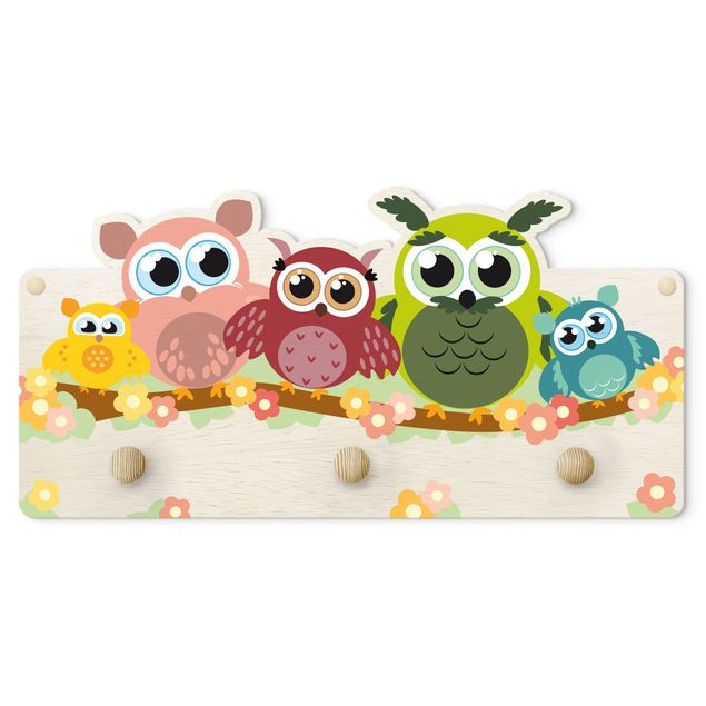 Coat rack for children - No.CG216 Owl Family