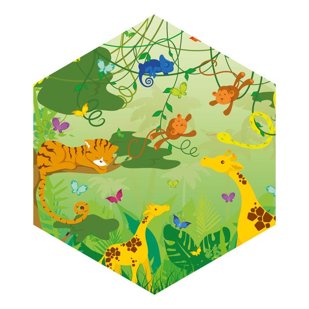 Self-adhesive hexagonal pattern wallpaper - No.IS87 Jungle Game