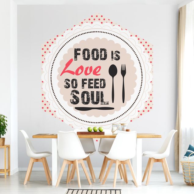 Self-adhesive hexagonal pattern wallpaper - No.KA27 Food Is Love