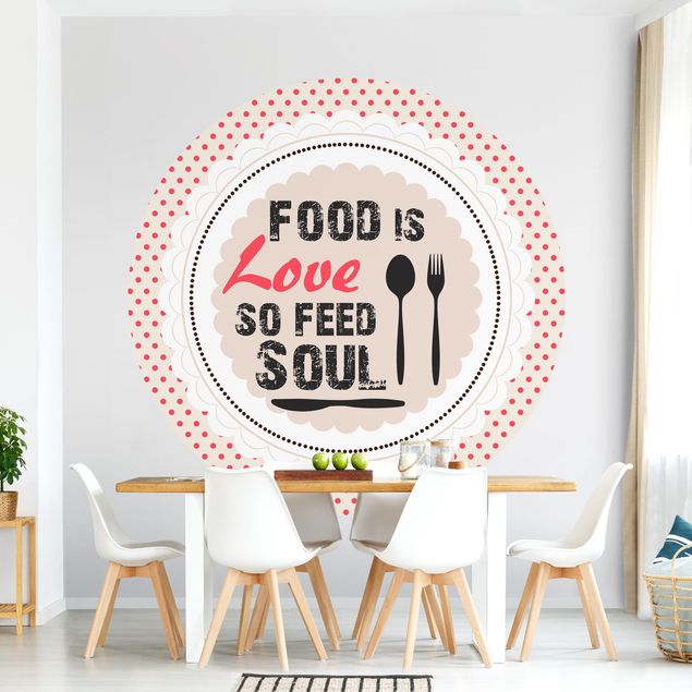 Self-adhesive round wallpaper kitchen - No.KA27 Food Is Love