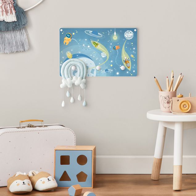 Coat rack for children - No.MW16 Colourful Hustle And Bustle In Space