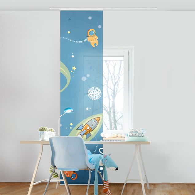 Sliding panel curtains set - No.MW16 Colourful Hustle And Bustle In Space