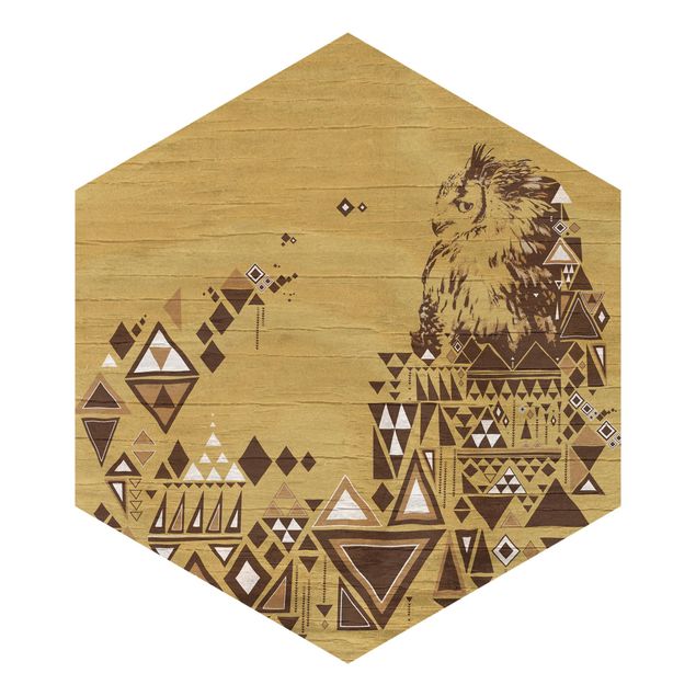 Self-adhesive hexagonal pattern wallpaper - No.MW17 Indian Owl