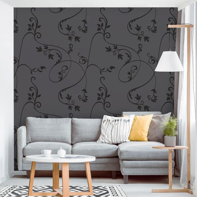 Wallpaper - No.TA104 Ivy Tendril Dark Grey Black