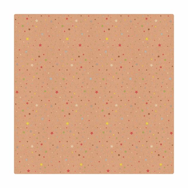 Cork mat - No.YK34 Colourful Stars - Square 1:1