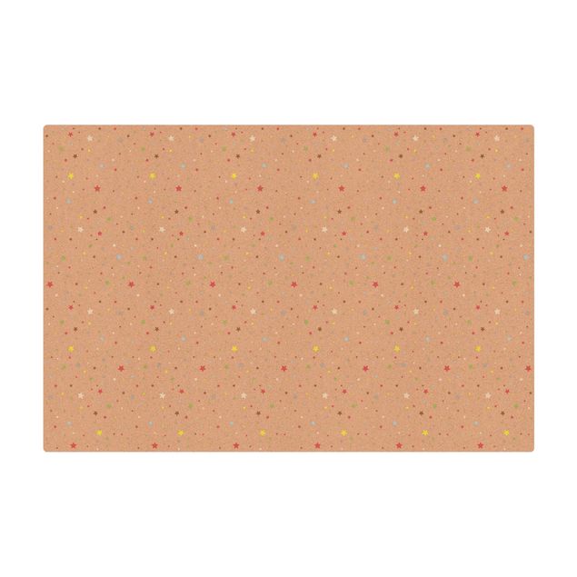 Cork mat - No.YK34 Colourful Stars - Landscape format 3:2