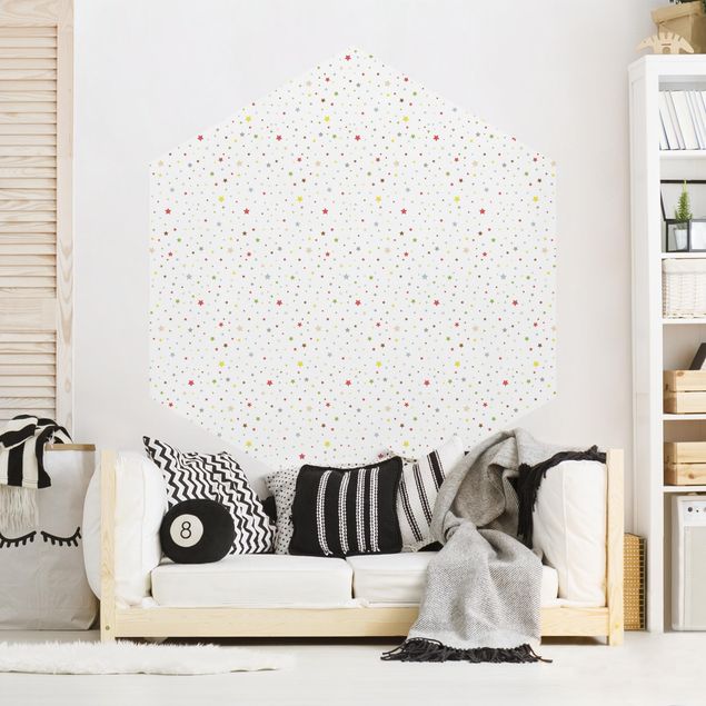 Self-adhesive hexagonal pattern wallpaper - No.YK34 Colourful Stars