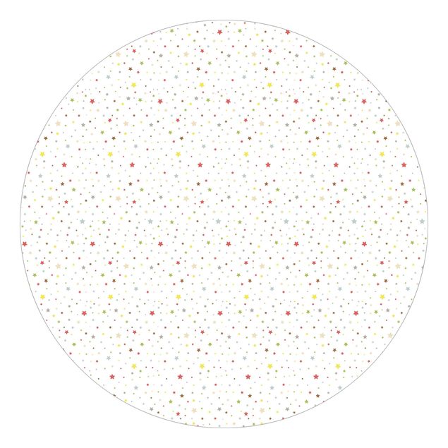 Self-adhesive round wallpaper kids - No.YK34 Colourful Stars