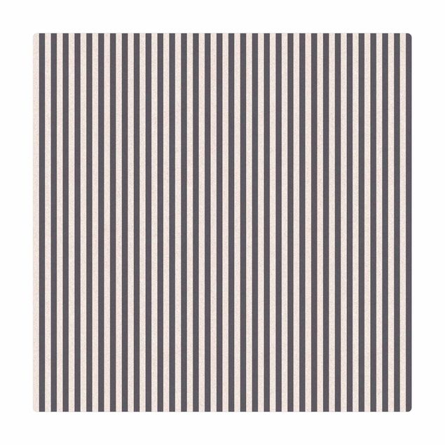 Cork mat - No.YK44 Stripes Blue White - Square 1:1