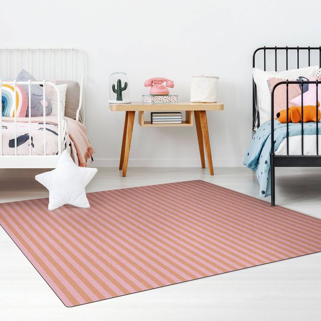 large floor mat No.YK45 Stripes Light Pink