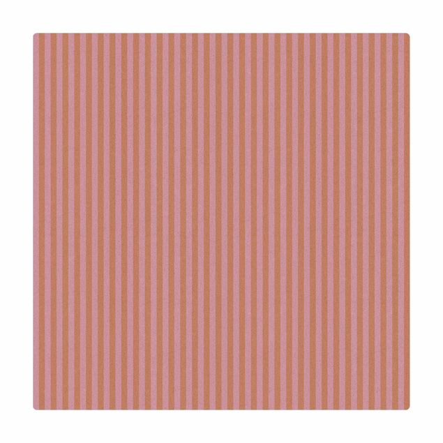 Cork mat - No.YK45 Stripes Light Pink - Square 1:1