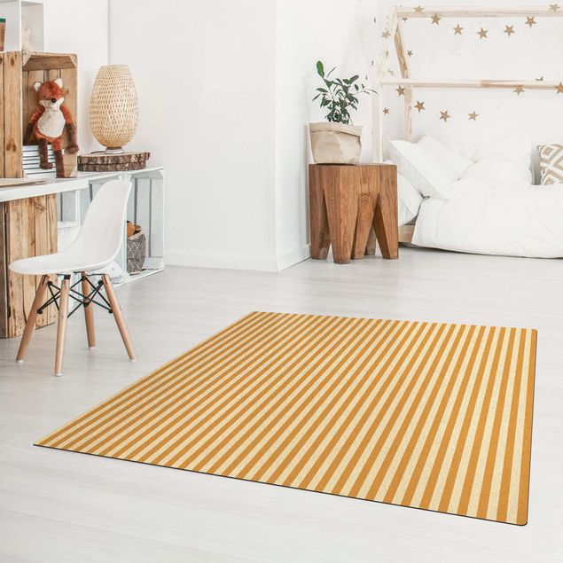 rug under dining table No.YK46 Stripes Yellow Beige