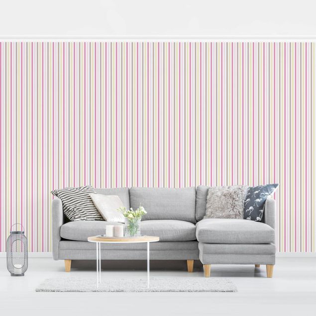 Wallpapers No.YK48 Stripes Pink Yellow