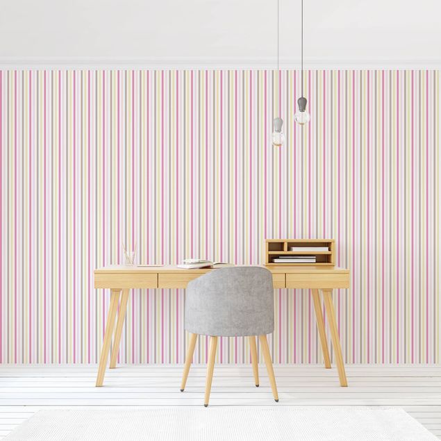 Wallpaper - No.YK48 Stripes Pink Yellow