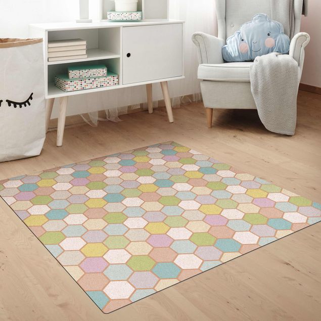 Colourful rugs No.YK52 Hexagon Pastel