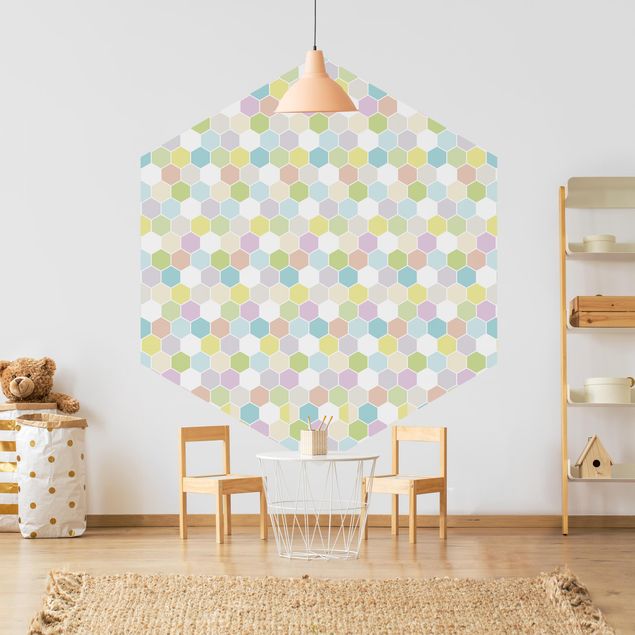 Self-adhesive hexagonal pattern wallpaper - No.YK52 Hexagon Pastel