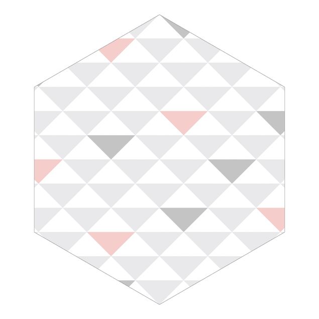 Self-adhesive hexagonal pattern wallpaper - No.YK65 Triangles Gray White Pink