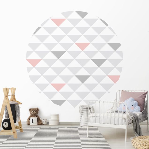Wallpapers No.YK65 Triangles Grey White Pink