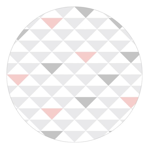 Self-adhesive round wallpaper kids - No.YK65 Triangles Grey White Pink