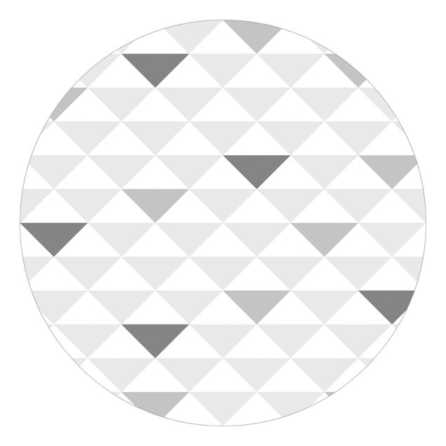 Self-adhesive round wallpaper - No.YK66 Triangles Grey White Grey