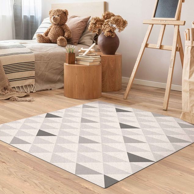 Dining room rugs No.YK66 Triangles Gray White Gray