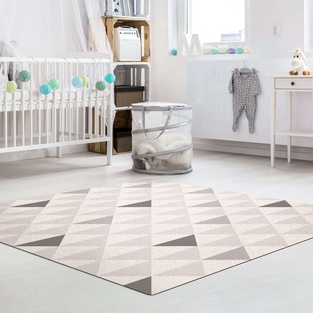 Grey rugs No.YK66 Triangles Gray White Gray