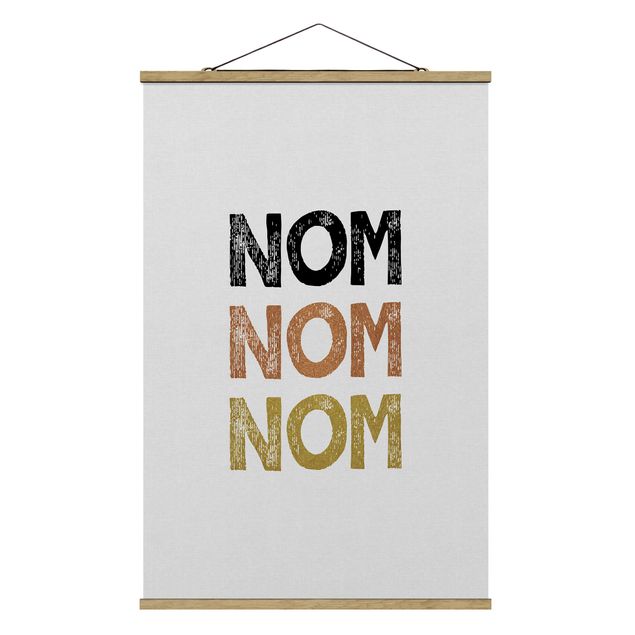 Fabric print with poster hangers - Nom Kitchen Quote - Portrait format 2:3