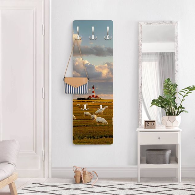 Coat rack - North Sea Lighthouse With Flock Of Sheep