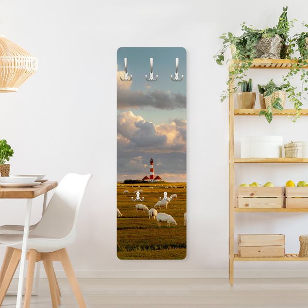 Coat rack - North Sea Lighthouse With Flock Of Sheep