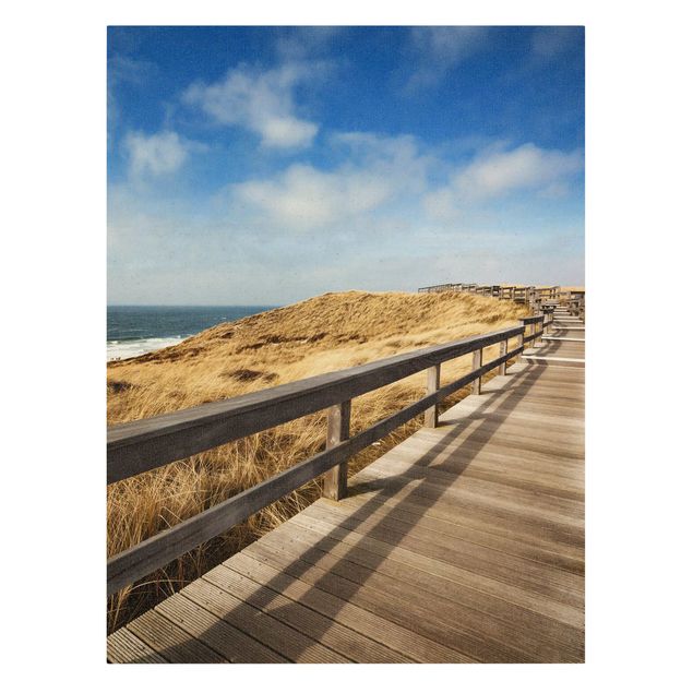 Natural canvas print - Stroll At The North Sea - Portrait format 3:4