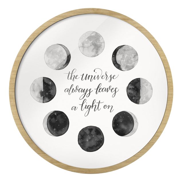 Circular framed print - Ode To The Moon - Universe